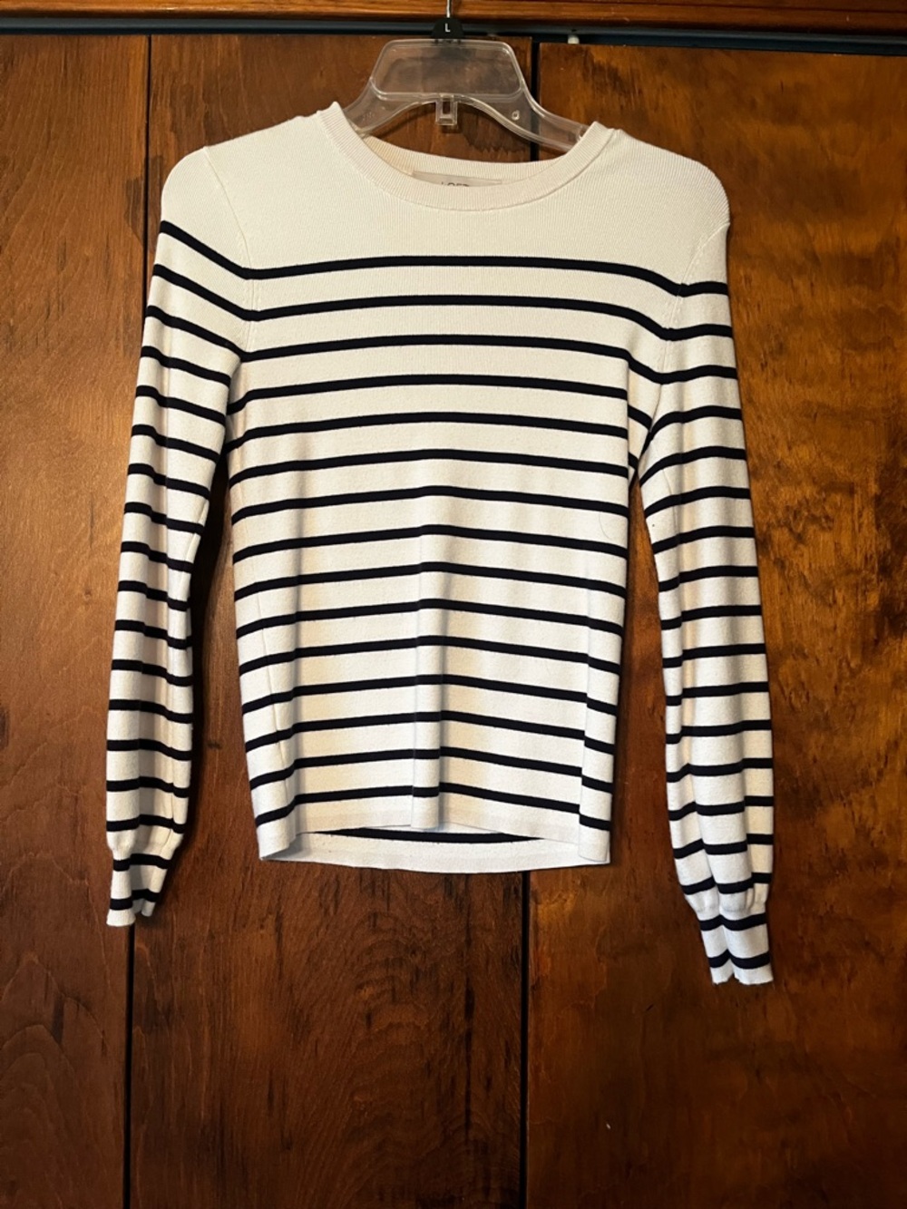 LOFT Navy and White Striped Sweater Top